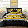 Black Yellow Comforter Set Queen Size,8 Pieces Bed in a Bag