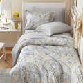 Gloria Comforter Set, Twin XL, 6 Piece, Gray/Yellow
