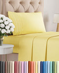 Twin Size 3 Piece Sheet Set - Comfy Breathable & Cooling Sheets - Yellow