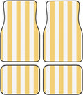 Pastel Color Vertical Yellow White Stripes Car Floor Mats,4 Piece, Car Rug Durable Anti-Slip Waterproof Trim to Fit Liner Universal Fit Auto,Sedan,SUV,Truck