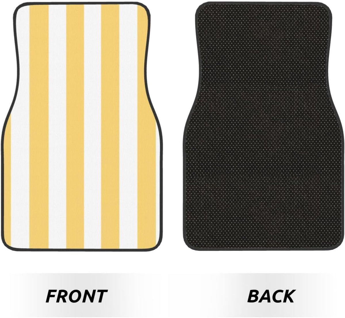 Pastel Color Vertical Yellow White Stripes Car Floor Mats,4 Piece, Car Rug Durable Anti-Slip Waterproof Trim to Fit Liner Universal Fit Auto,Sedan,SUV,Truck