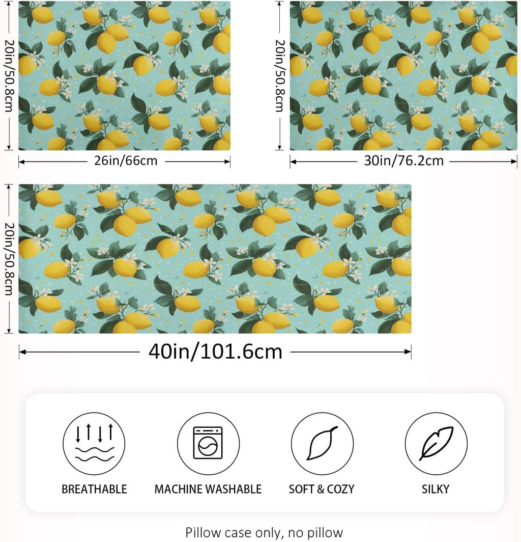 Satin Pillowcase 1 Pack Lemon Yellow Citrus Fruits (28) Similar to Silk Pillow Cases, 20" x 26" Soft Smooth Breathable Cool Pillow Cover for Hair and Skin, Standard Size