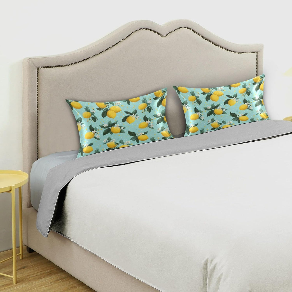 Satin Pillowcase 1 Pack Lemon Yellow Citrus Fruits (28) Similar to Silk Pillow Cases, 20" x 26" Soft Smooth Breathable Cool Pillow Cover for Hair and Skin, Standard Size