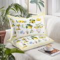Pillow Cases Standard Size Set of 2, Boho Lemons Breathable Microfiber Pillow Covers with Envelope Closure, Summer Yellow Fruits Flowers Leaf Stripe Luxurious Bed Pillowcases, 20x26 Inch