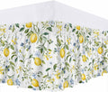 Bed Skirt Yellow Flowers Lemon Summer Ruffle Bed Skirt Wrap Around Bed Skirts for Queen Beds 16" Drop,Adjustable Elastic Dust Ruffles Easy Fit and Wrinkle-Free