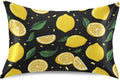 Lemons Yellow Satin Pillowcase with Envelope Closure Green Black Standard Size Pillow Case, Silky Pillow Cover for Home Bedroom Sofa 20x26 in