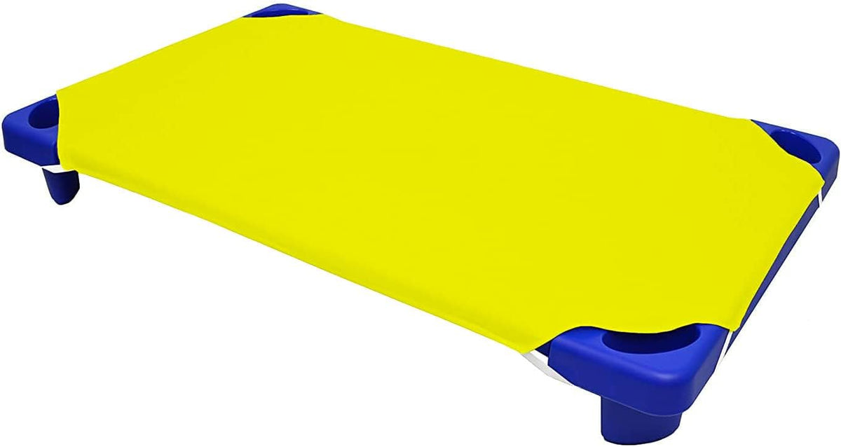 Standard Kids Cot Sheet for Stackable Cots for Preschool Daycare & Child Care - Corner Elastic Loops - Cot Bed Fitted Sheet - Nap Fitted Sheet for Kids - Cotton Surface Pack of 4 (23" x 52", Yellow)