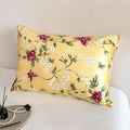 100% Pure Mulberry Silk Pillowcase Standard Size for Hair and Skin,Yellow Real Silk Pillow Cases with Zipper,Soft and Cooling,Both Sides Natural Slip Silk,Floral Print,1pc(20"x26", Pattern5)
