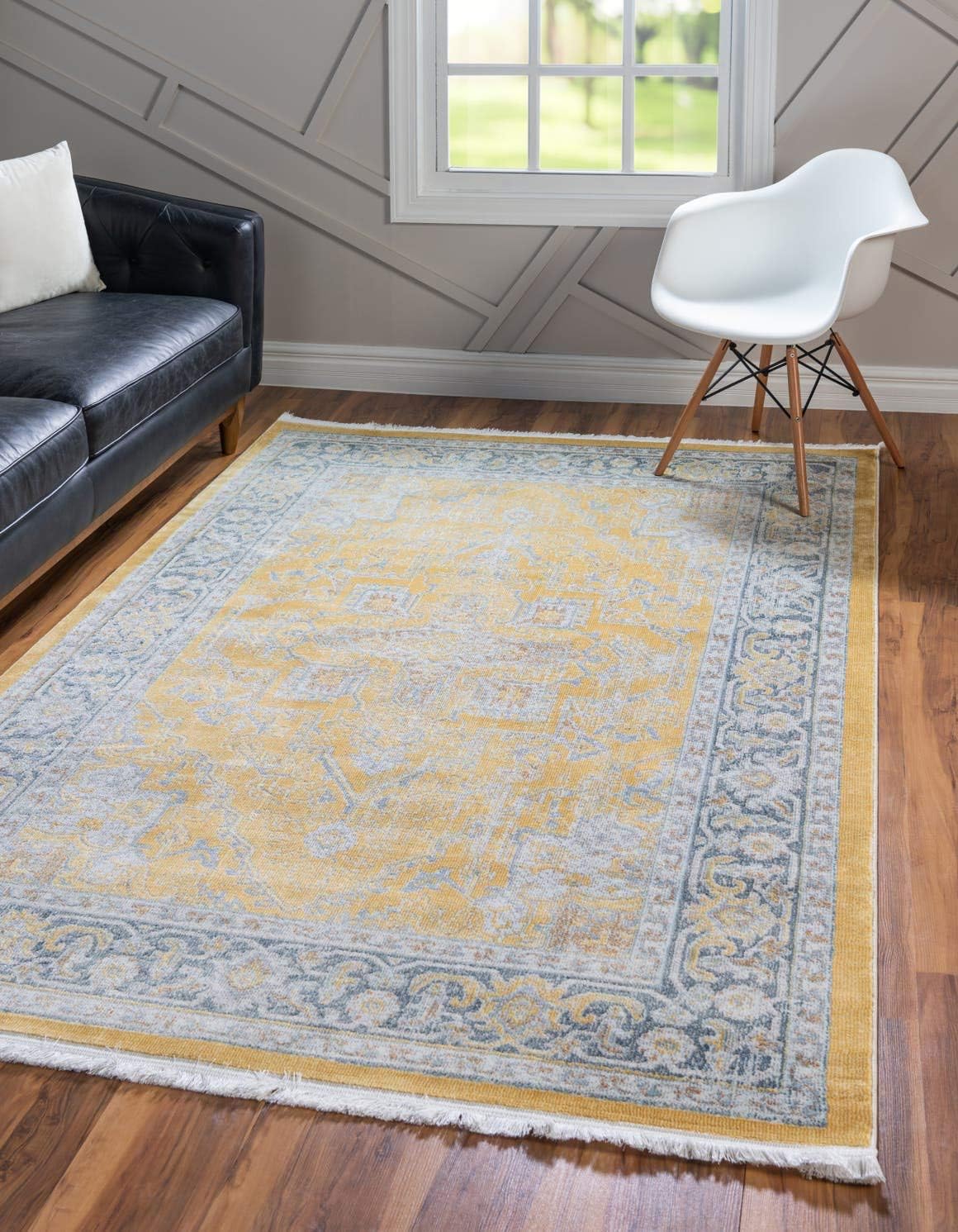 Baracoa Collection Area Rug - Prado (4' 3" x 6' 1" Rectangle, Yellow/ Ivory)
