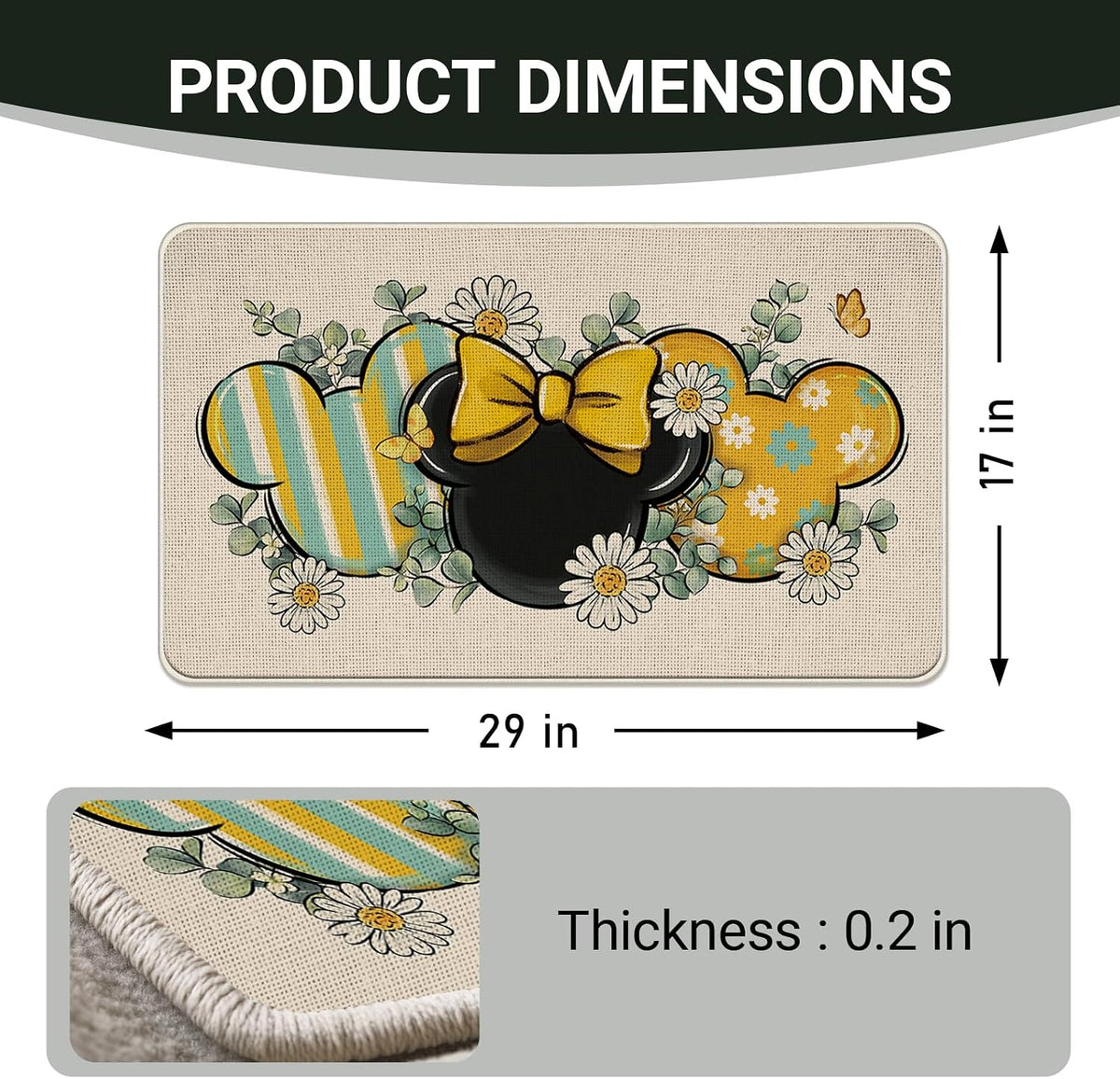Spring Summer Decorative Front Door Mat, Daisy Flower Eucalyptus