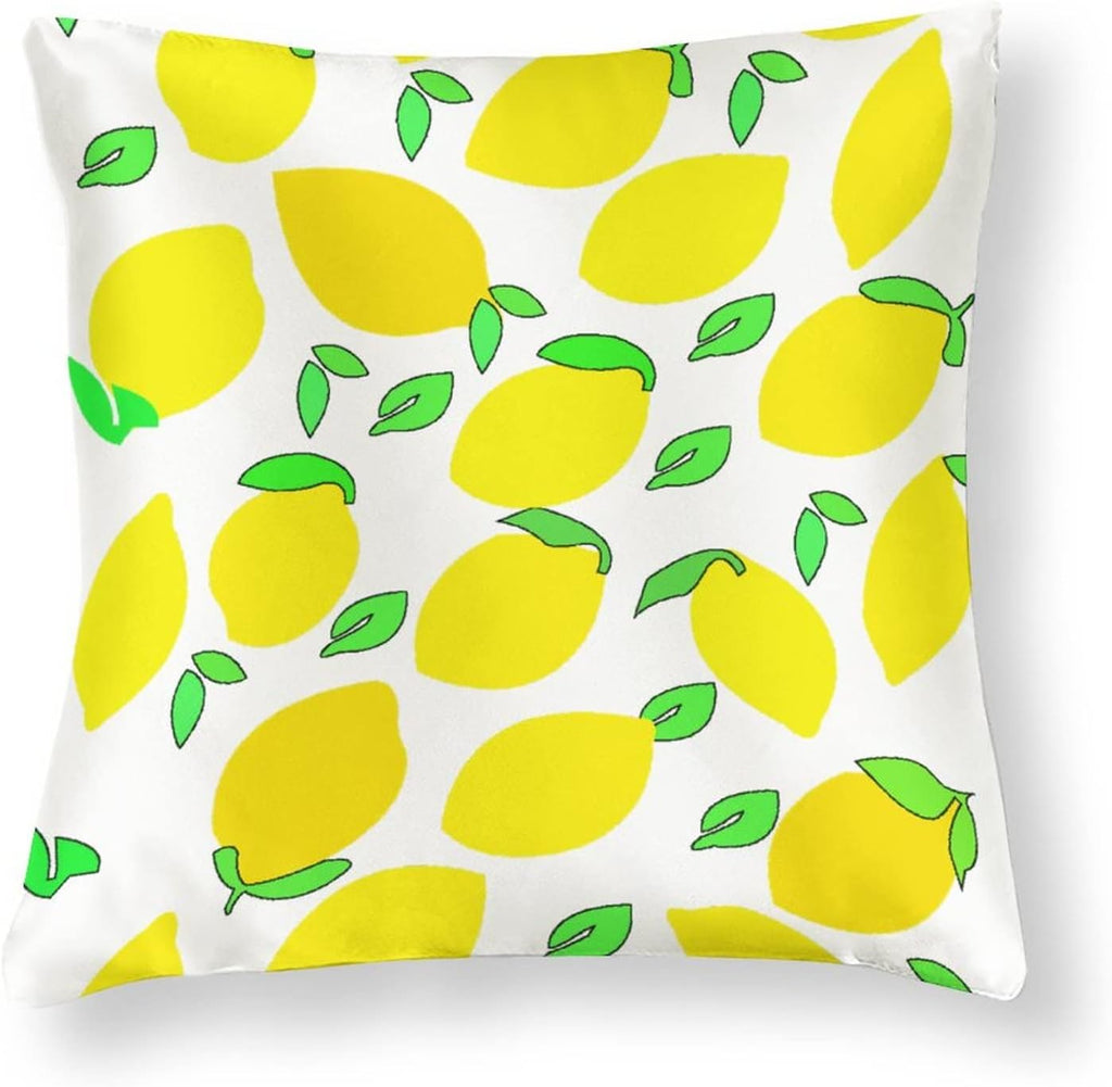 Decor Pillows 16"x16" Lemon Yellow Satin Square Throw Pillow Covers Spring Summer Decorative Throw Pillow Covers Hidden Zipper Decorative Couch Pillow Cover for Sofa Summer Pillow Covers