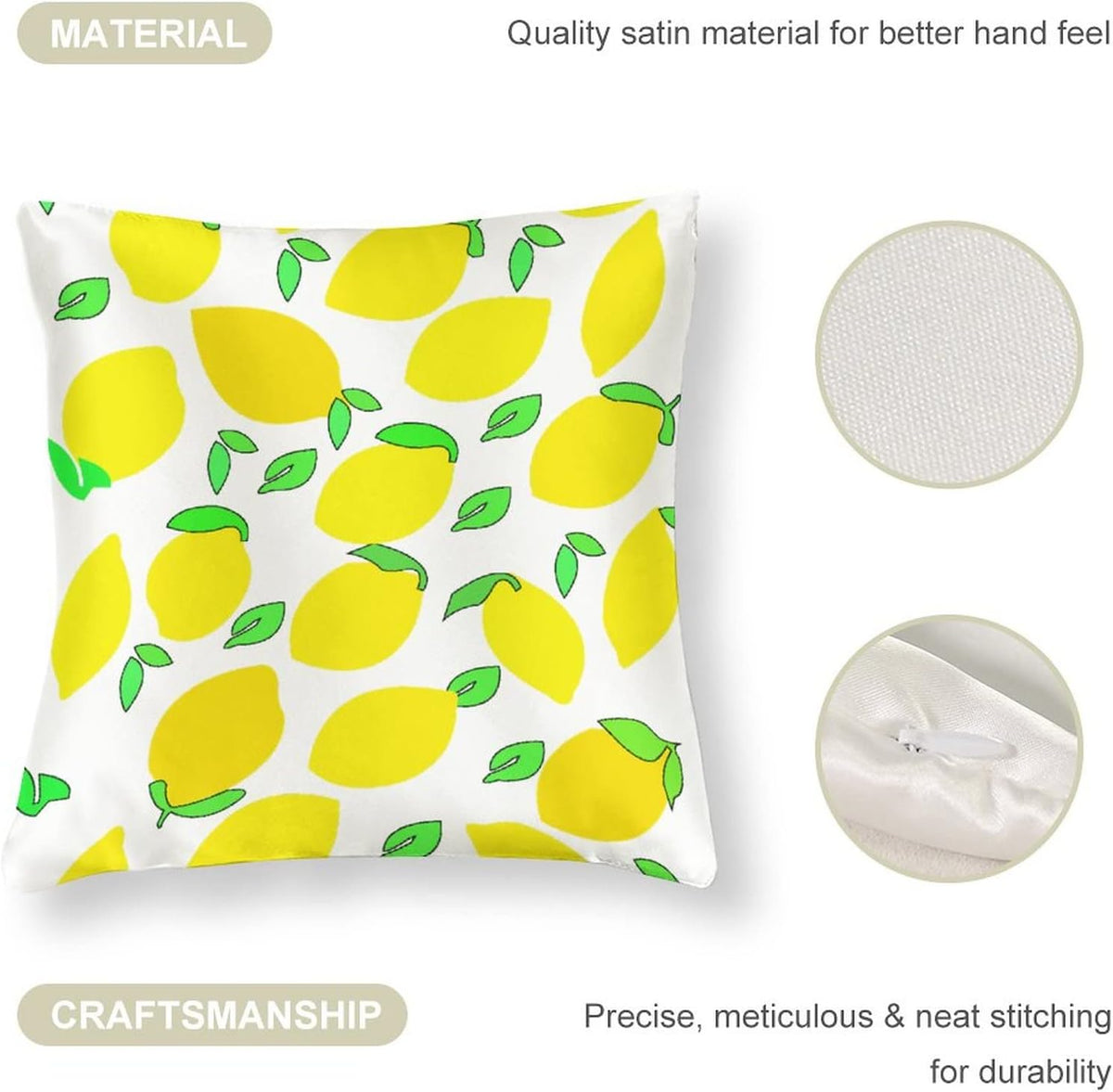 Decor Pillows 16"x16" Lemon Yellow Satin Square Throw Pillow Covers Spring Summer Decorative Throw Pillow Covers Hidden Zipper Decorative Couch Pillow Cover for Sofa Summer Pillow Covers