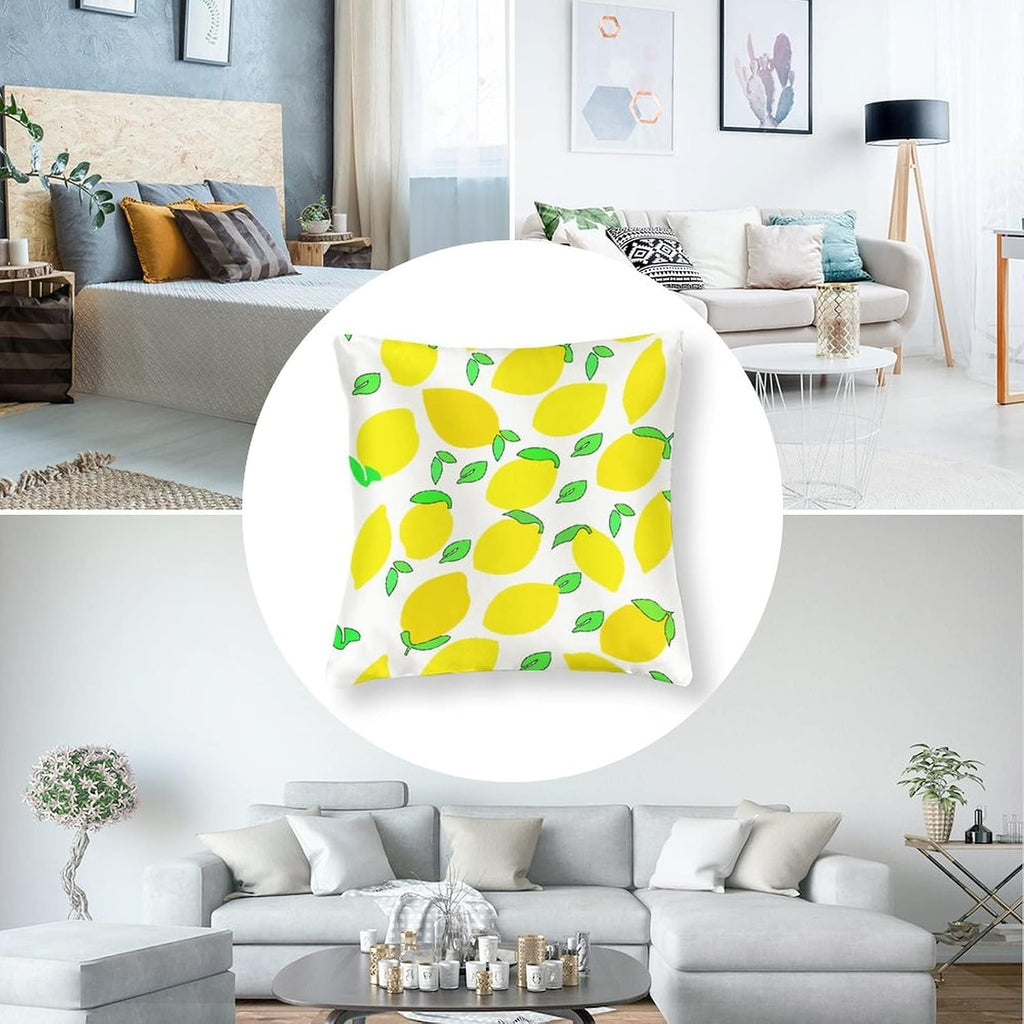 Decor Pillows 16"x16" Lemon Yellow Satin Square Throw Pillow Covers Spring Summer Decorative Throw Pillow Covers Hidden Zipper Decorative Couch Pillow Cover for Sofa Summer Pillow Covers