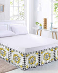 Summer Yellow Lemon Bed Skirt Queen Size 16 Inch Drop, Adjustable Elastic Wrap Around Bed Skirts Easy Fitting Dust Ruffle Bedskirt Bed Frame Cover Black Buffalo Plaid Farmhouse