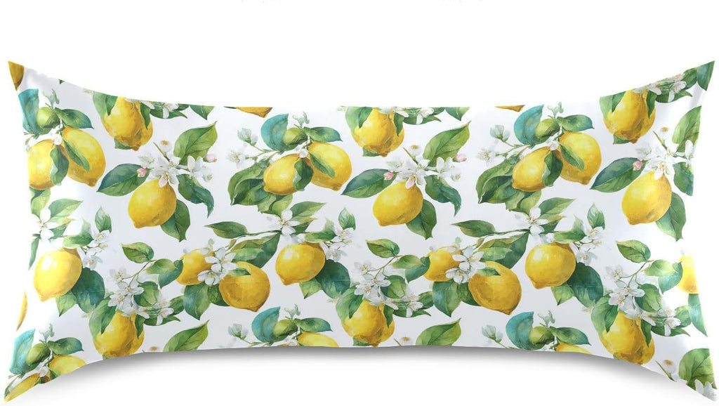 Satin Pillowcase 1 Pack Lemon Yellow Citrus Fruits (13) Similar to Silk Pillow Cases, 20" x 26" Soft Smooth Breathable Cool Pillow Cover for Hair and Skin, Standard Size