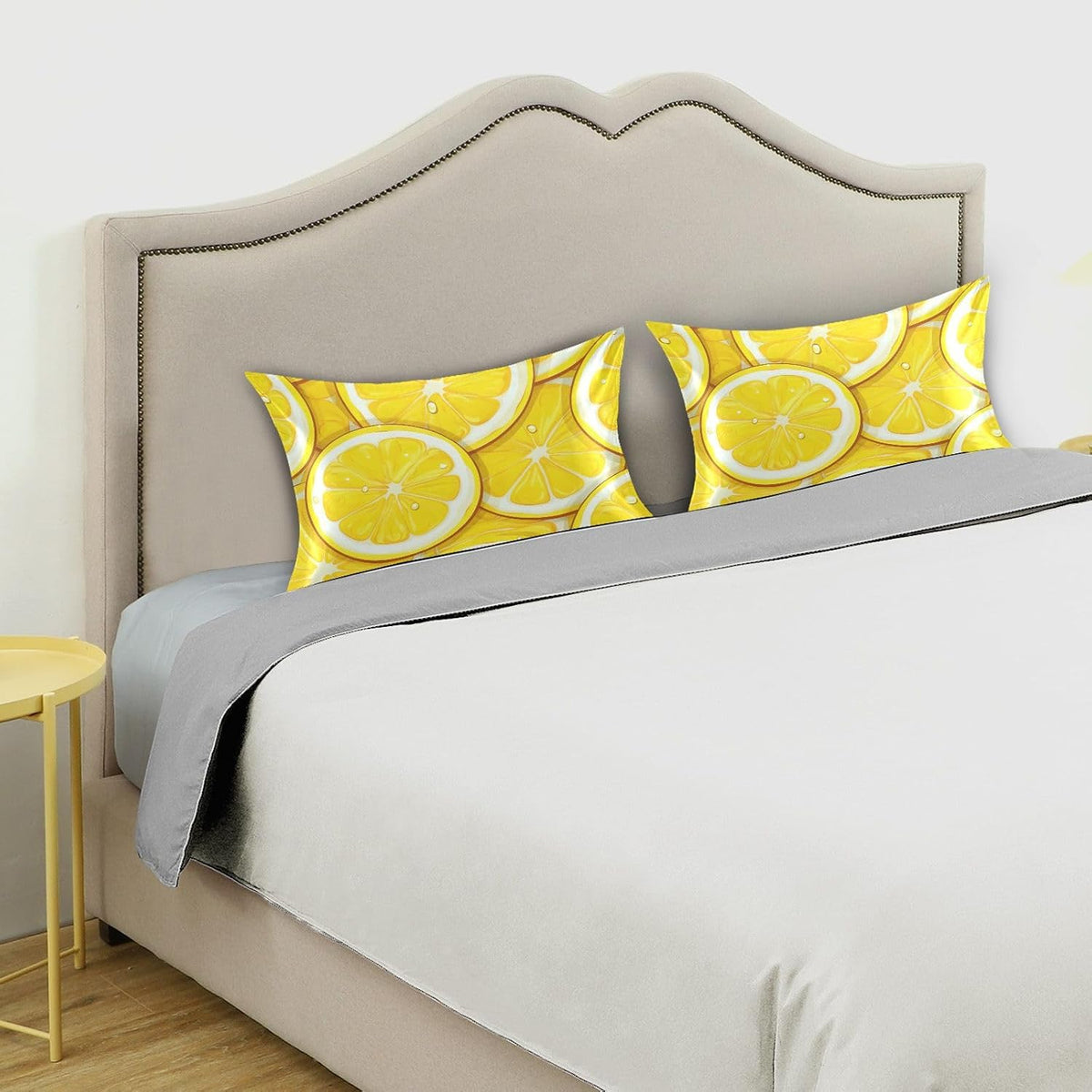 Vintage Yellow Lemons Leaves Satin Pillowcase for Hair and Skin Body Body Pillow Cases Standard Size 20"X26" Super Soft Pillow Case with Envelope Closure for Women