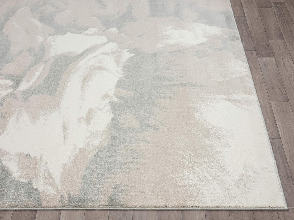 Rugs Modern 4' x 6' Neutral Beige & Cream Swirl Area Rug - Contemporary Geometric 3D Bedroom Rug