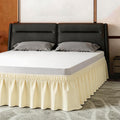Queen Bed Skirt, Elastic Wrap Around Bed Skirt Queen Size, Bed Skirts for Adjustable Bed, Easy Fit with 14" Drop Length Tailored Drop Dust Ruffle (Light Yellow)