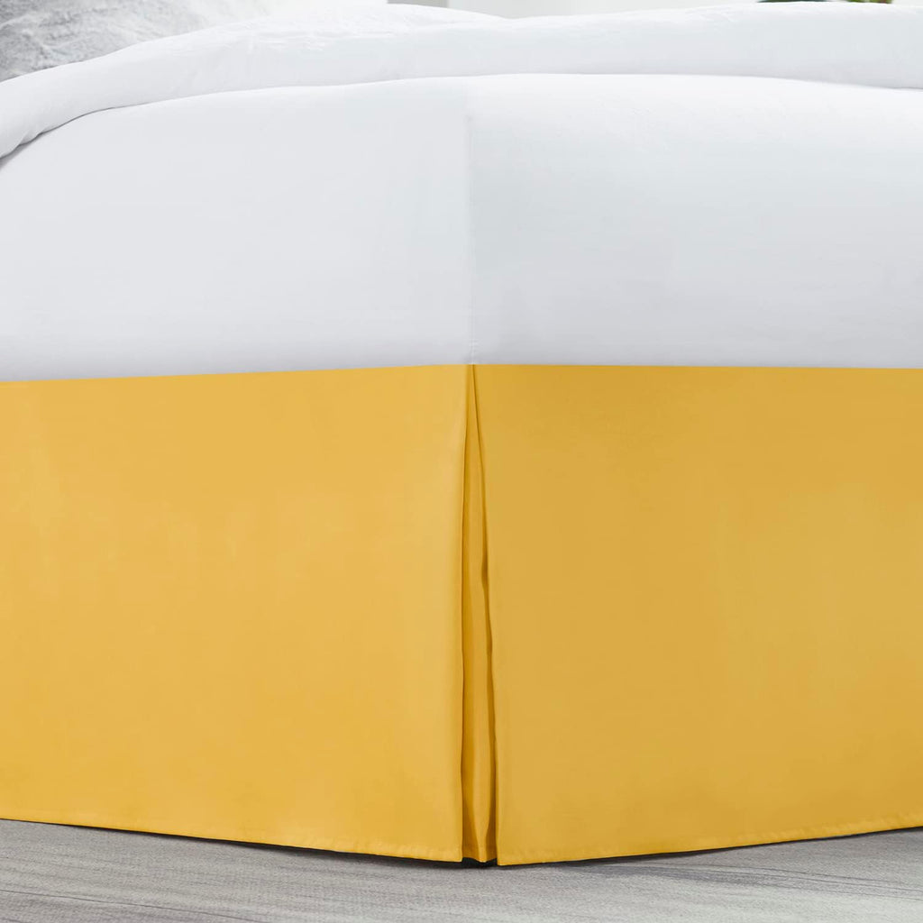 Yellow Bed Skirt Cal King Size - Cal King Bed Skirt 14 Inch Drop - Brushed Microfiber Bed Skirts - Hotel Quality Pleated Bed Skirt - Shrinkage & Fade Resistant
