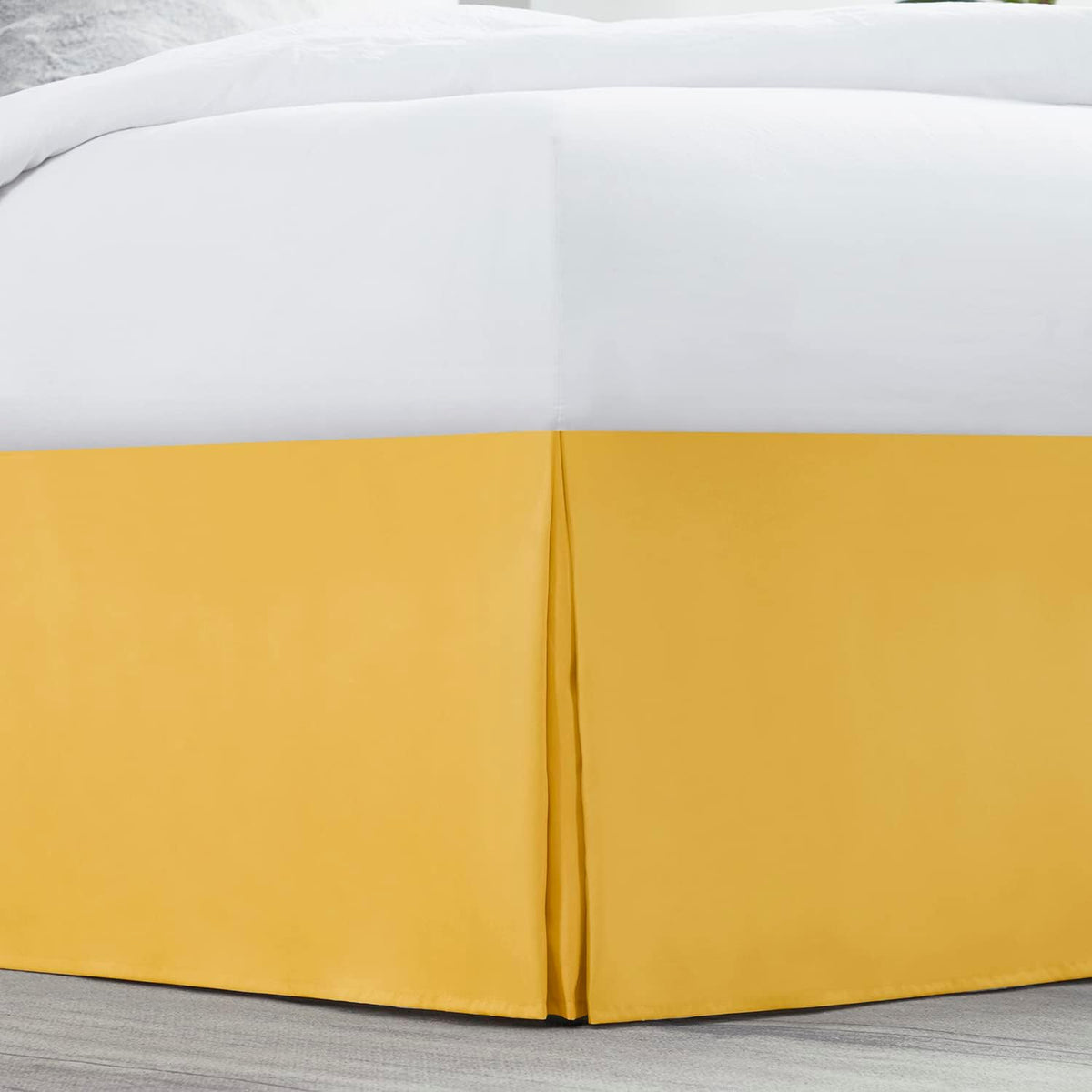 Yellow Bed Skirt Cal King Size - Cal King Bed Skirt 14 Inch Drop - Brushed Microfiber Bed Skirts - Hotel Quality Pleated Bed Skirt - Shrinkage & Fade Resistant