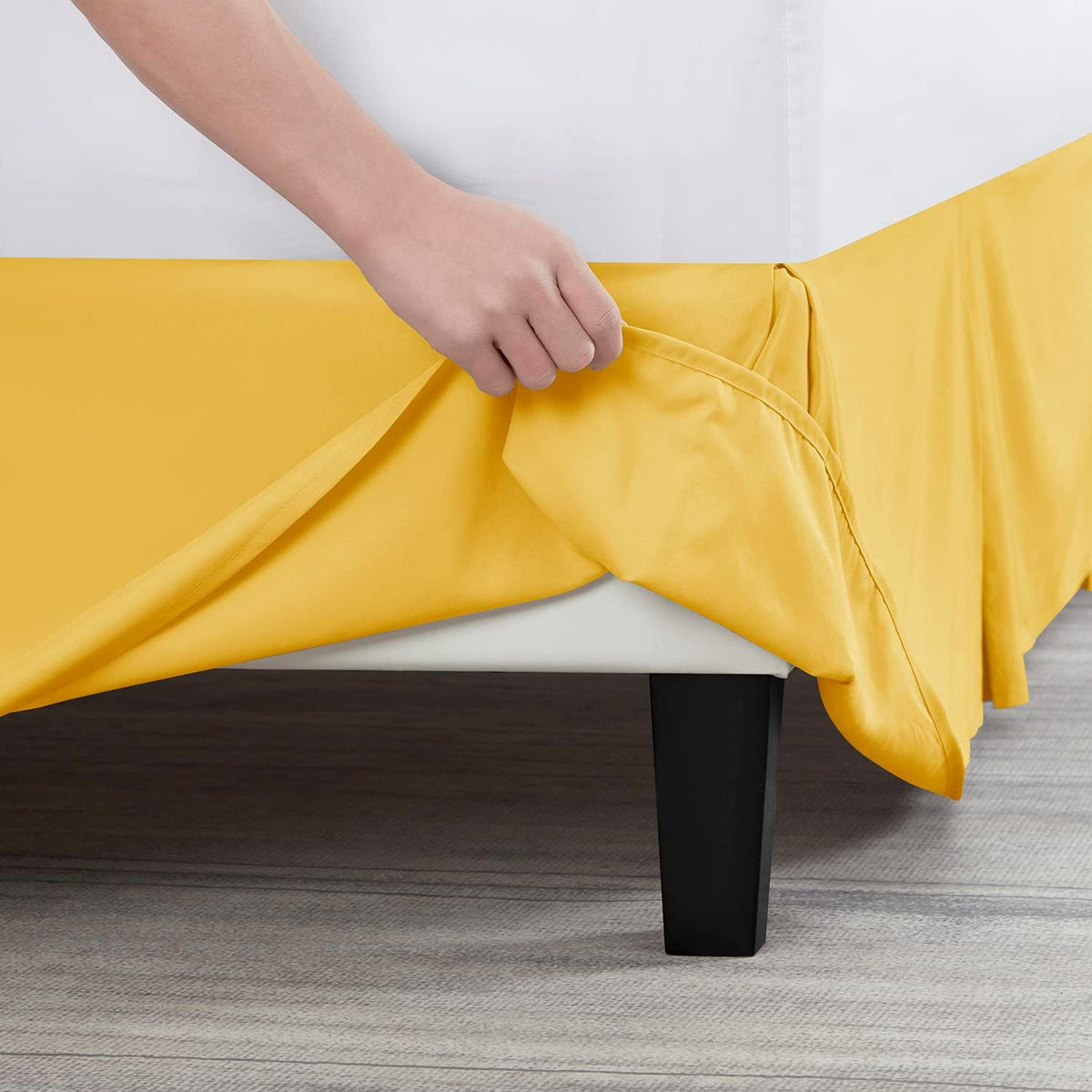 Yellow Bed Skirt Cal King Size - Cal King Bed Skirt 14 Inch Drop - Brushed Microfiber Bed Skirts - Hotel Quality Pleated Bed Skirt - Shrinkage & Fade Resistant