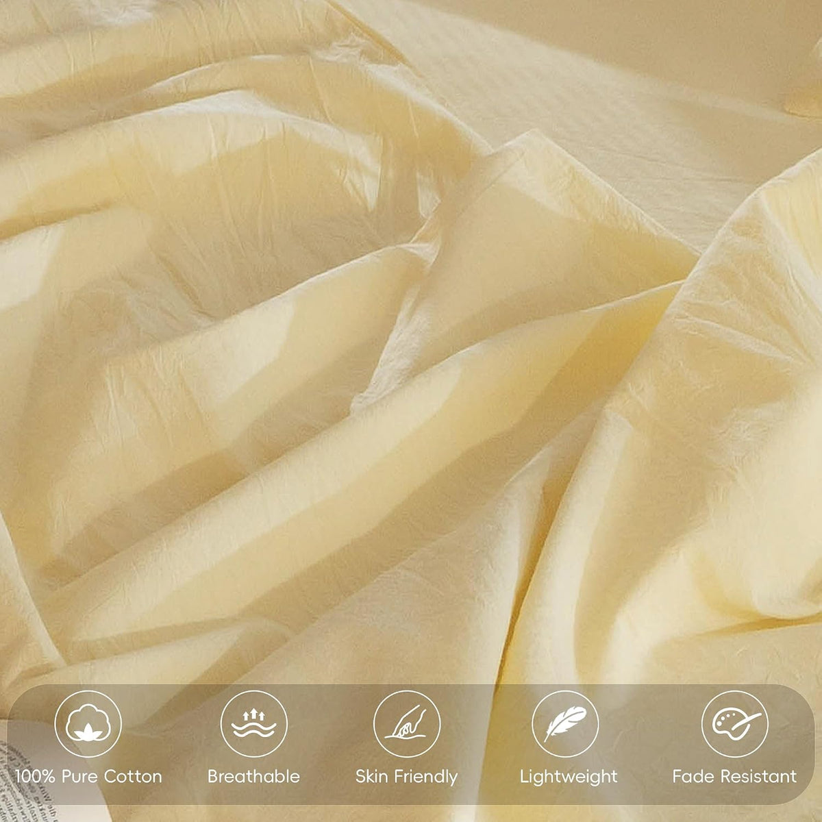 Pillowcase Set of 2 100% Washed Cotton Linen-Like Standard