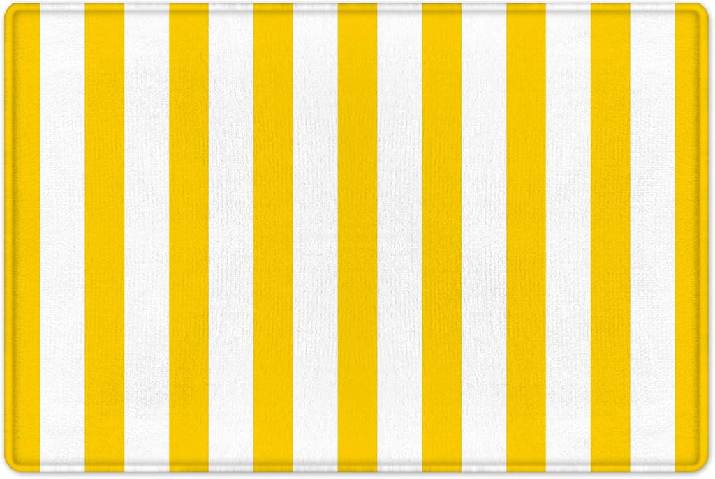 White and Yellow Striped Shower Curtain Sets with Rugs Geometric Patterns Vertical Stripe Fabric Shower Curtain with Hooks Modern Farmhouse Bathroom Curtains Shower Set, 70x70 inches