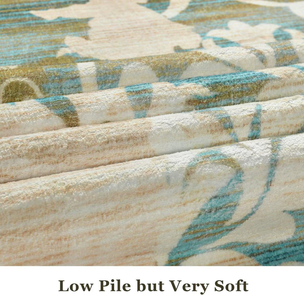 5x7 Area Rugs,Abstract Area Rugs, Modern Washable Non-Slip Rug for Living Room, Bedroom, Dining Room, Soft Low Pile Carpet, Neutral Decor for Home and Office,Abstract Floral - Yellow