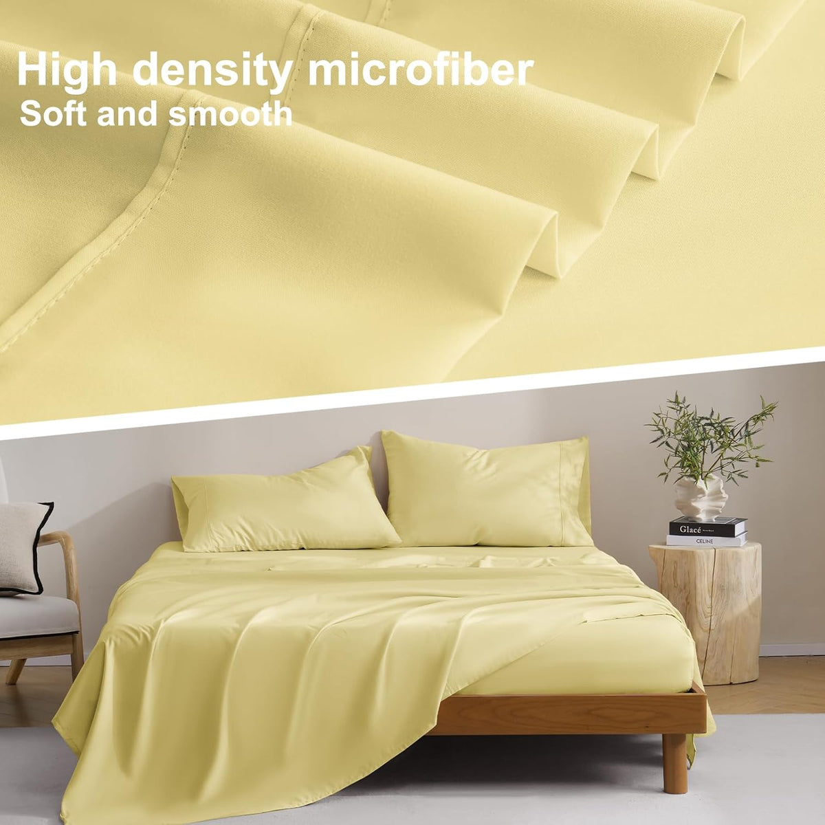Bedding Twin Sheets Set - Soft Bed Sheets - Cooling Breathable Bedding Set with 16" Deep Pocket (3 Pieces, Twin, Pineapple Yellow)