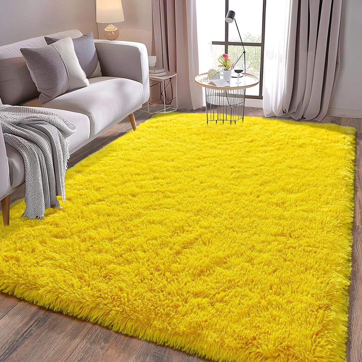 Soft Shag Rugs for Bedroom, Fluffy Washable 4x6 Yellow