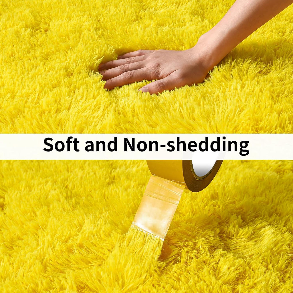 Soft Shag Rugs for Bedroom, Fluffy Washable 4x6 Yellow