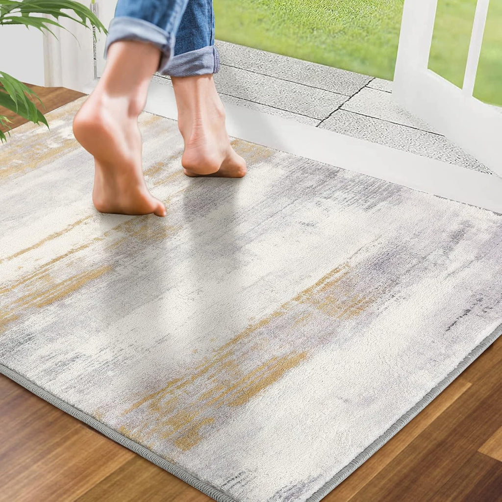 Door Mat, Faux Wool Front Indoor Door Mat 24X36, Yellow Washable