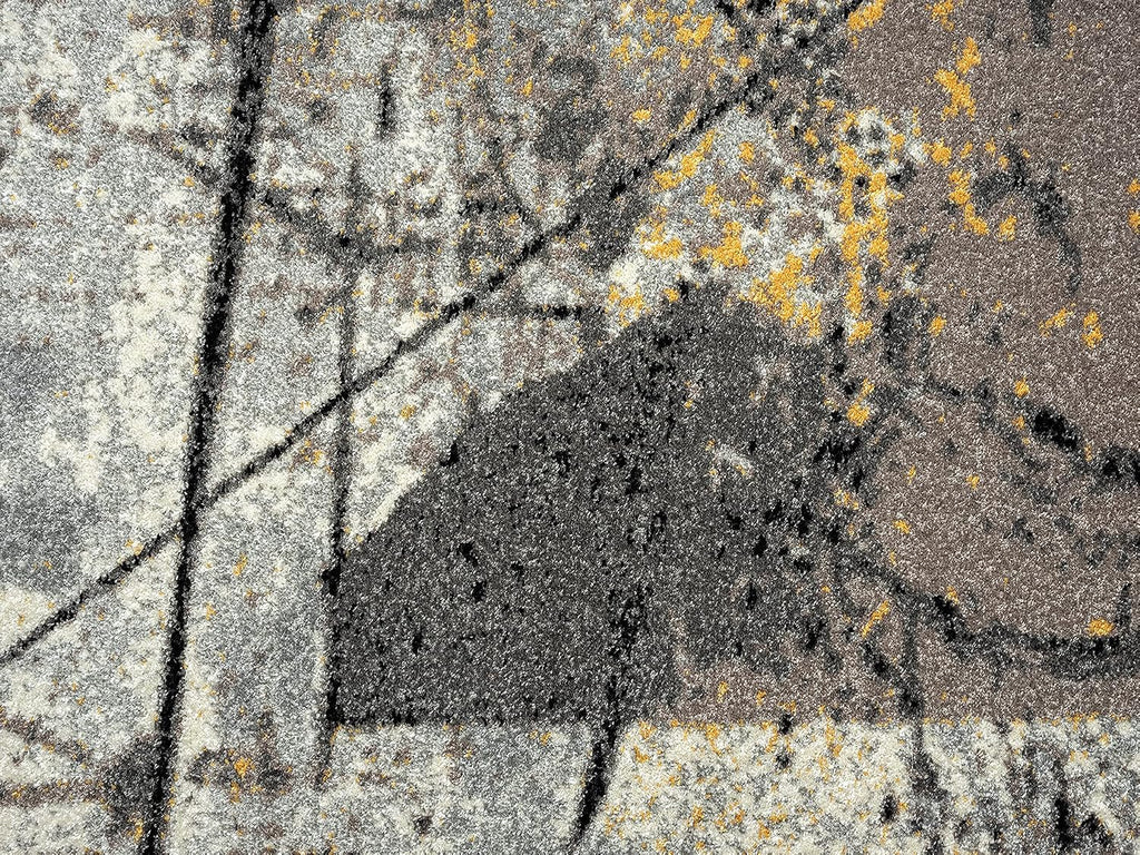 5'3" x 7'6" Abstract Grey & Yellow Geometric Area Rug - Contemporary Non-Shed Living Room Rug Rugs