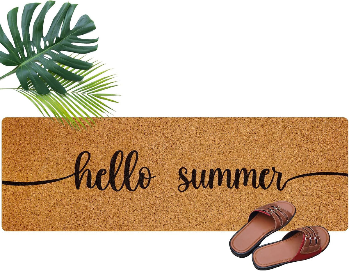 48''x16'' Long Doormat for Entrance Entry,Hello Summer,Yellow