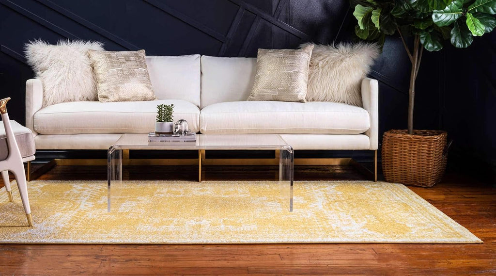 Bromley Collection Area Rug - Wells (7'10" x 10' Rectangle, Yellow/ Ivory)