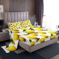 Sunny Lemon Print Bed Sheets Set Full Size Green Leaf Plant