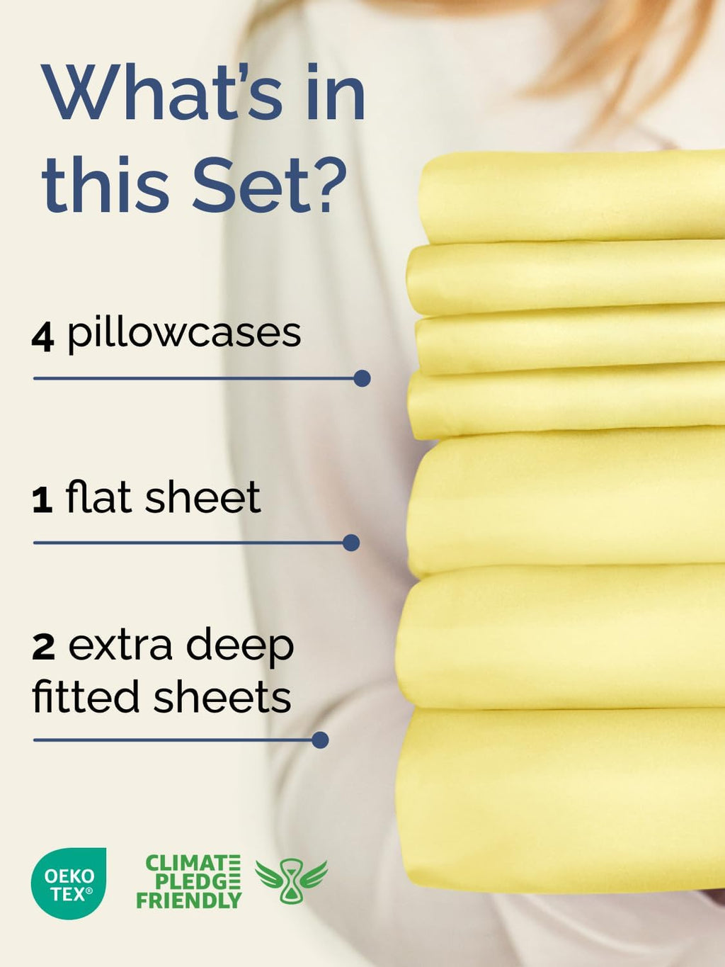 Extra Deep Split King Sheet Set - 7 Piece Breathable & Cooling - Yellow