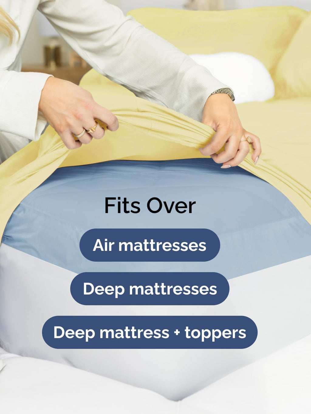 Extra Deep Split King Sheet Set - 7 Piece Breathable & Cooling - Yellow
