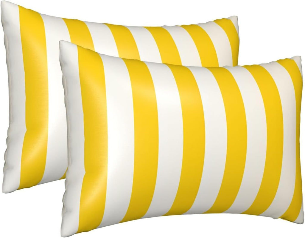 Lemon Yellow Stripes Satin Pillowcase for Hair and Skin,Smooth Cooling Silk Pillow Cases with Zipper Pillow Cover Soft Breathable Pillowcases for Sleeping, Gifts for Women 20"x30"