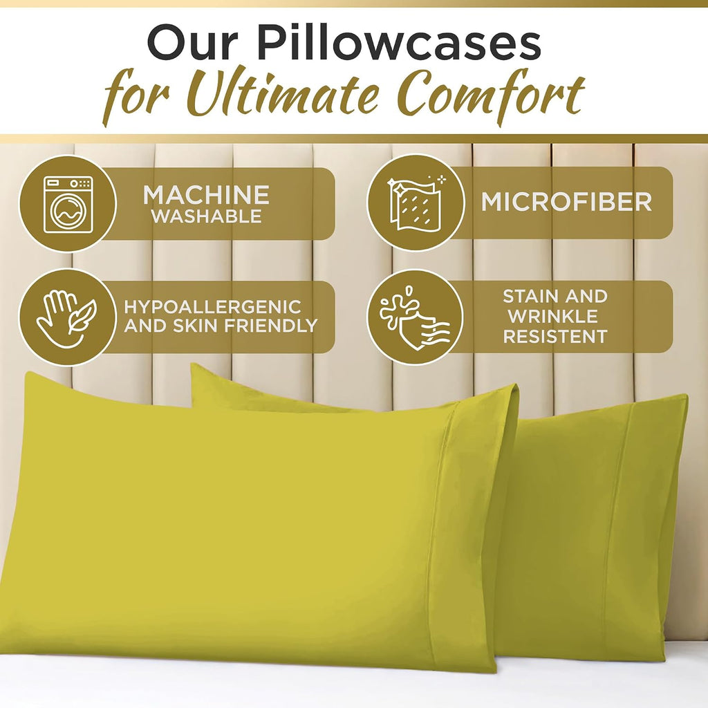 Twin XL Microfiber Fitted Sheet, 15" Deep Pocket, Yellow, 3 PC Set