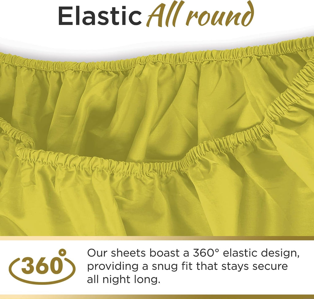 Twin XL Microfiber Fitted Sheet, 15" Deep Pocket, Yellow, 3 PC Set