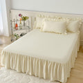 Ruffled Bed Skirt with Platform Classic Solid Color Microfiber 16 Inch Drop Bed Sheet with Skirt, Light Yellow, Full