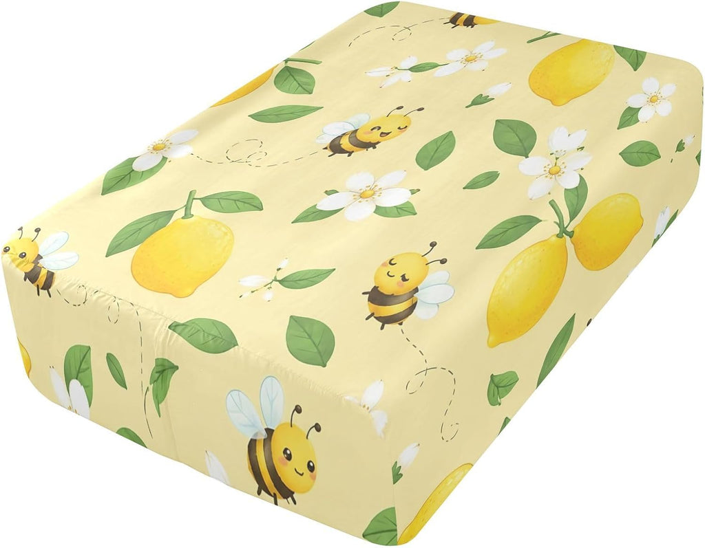 Lemon Bee Yellow Floral Air Mattress Sheet for 12-22 Inch Air Bed Soft Breathable Fitted Sheet with 24 Inch Deep Pocket & Zipper Opening, Twin