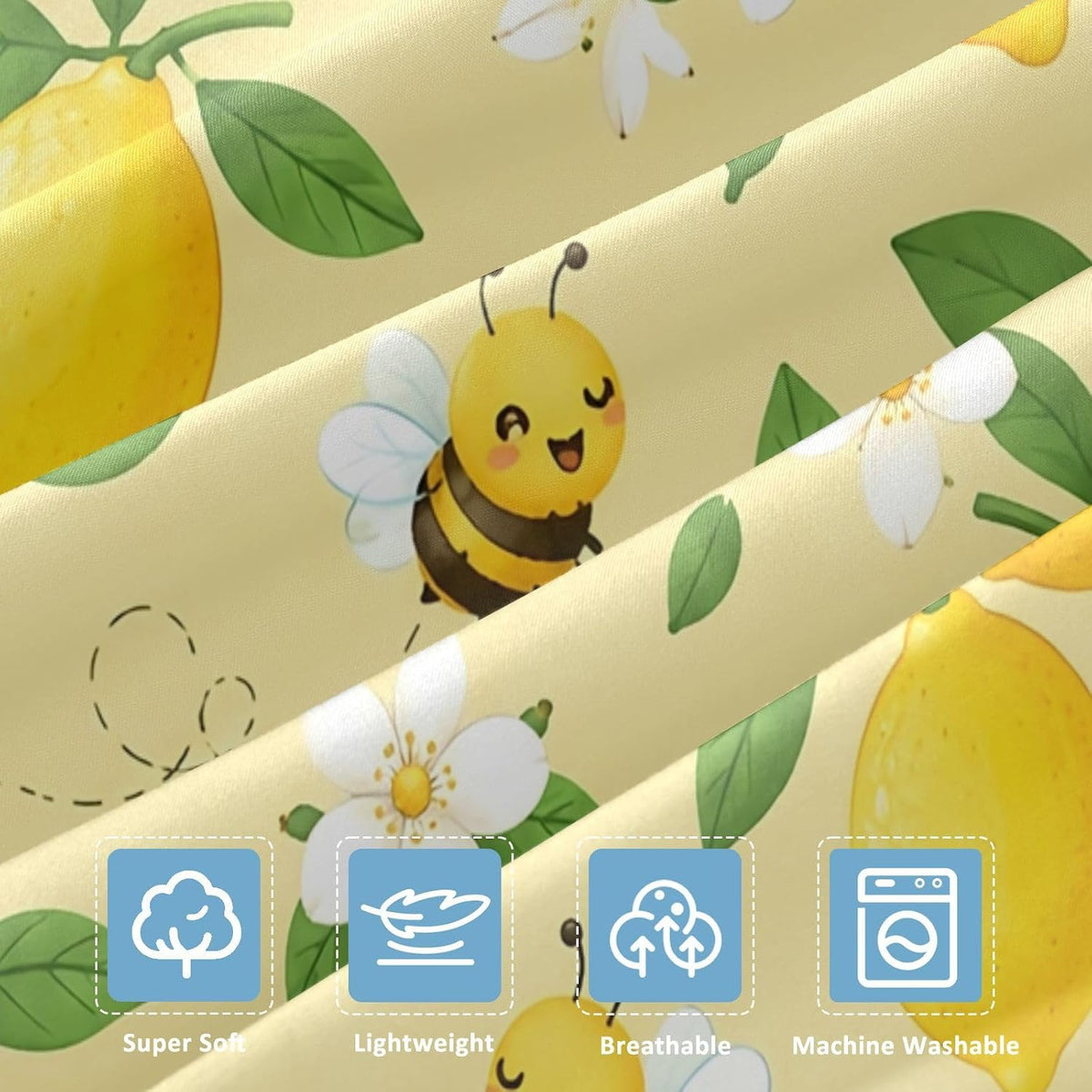 Lemon Bee Yellow Floral Air Mattress Sheet for 12-22 Inch Air Bed Soft Breathable Fitted Sheet with 24 Inch Deep Pocket & Zipper Opening, Twin