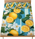 Twin XL Fitted Sheet and Pillowcase Set, Yellow Lemon Soft Bed Fitted Sheets - Deep Pocket Fits Mattress Up to 16", Summer Fruit Floral Blue Stripe Watercolor Bedding Set with 1 Pillow Cover