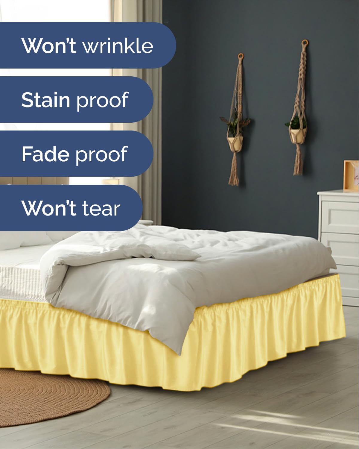 Wrap Around Dust Ruffle Bed Skirt - College Dorm Room - Twin/Twin XL