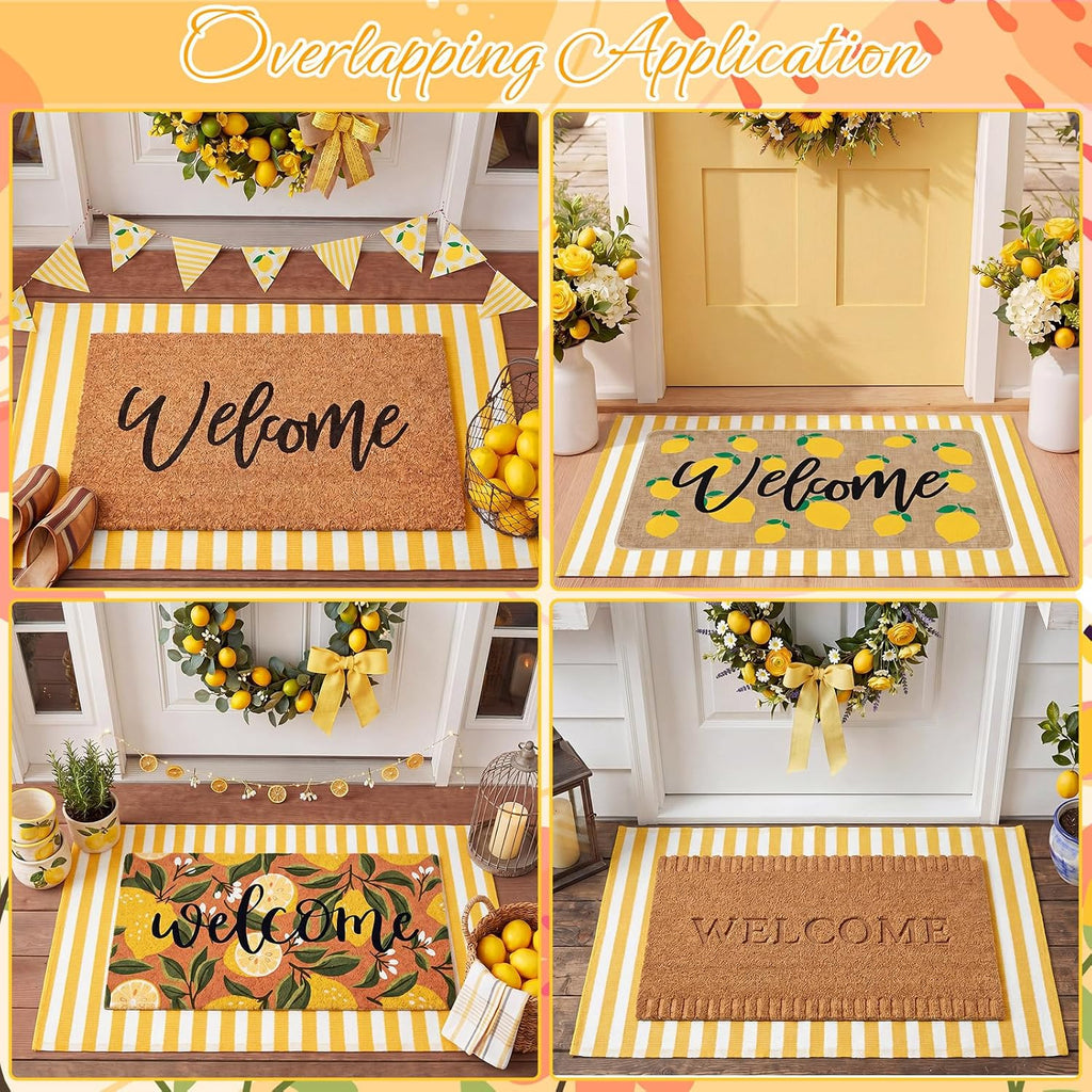 2'4'' X 3'7'' Yellow and White Fall Vertical Stripe Outdoor Rug