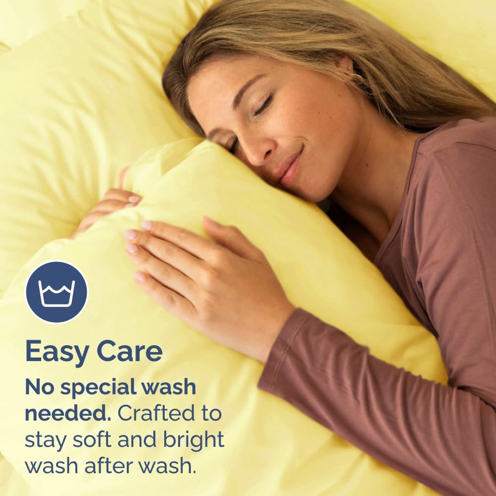 Queen Pillow Cases Set of 4 - Ultra Soft Cozy Pillowcase Covers - Yellow