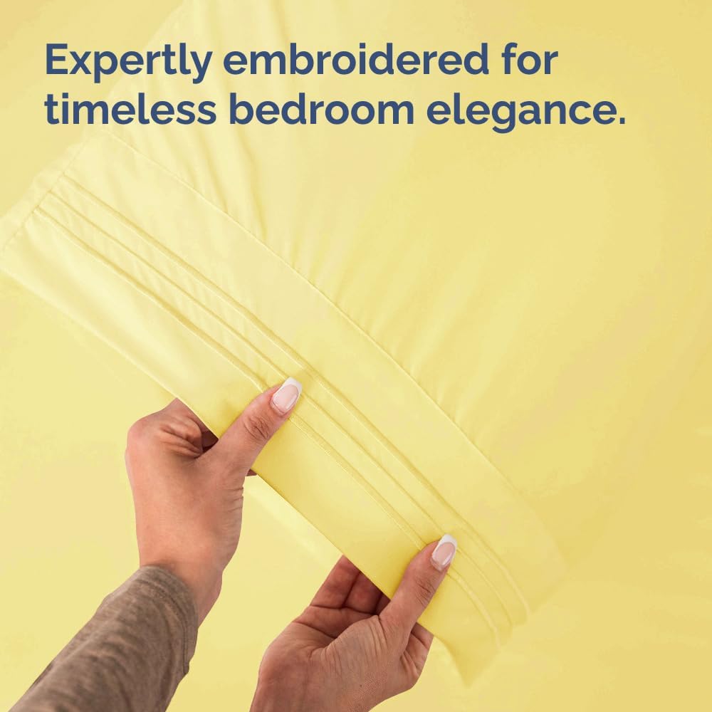 Queen Pillow Cases Set of 4 - Ultra Soft Cozy Pillowcase Covers - Yellow