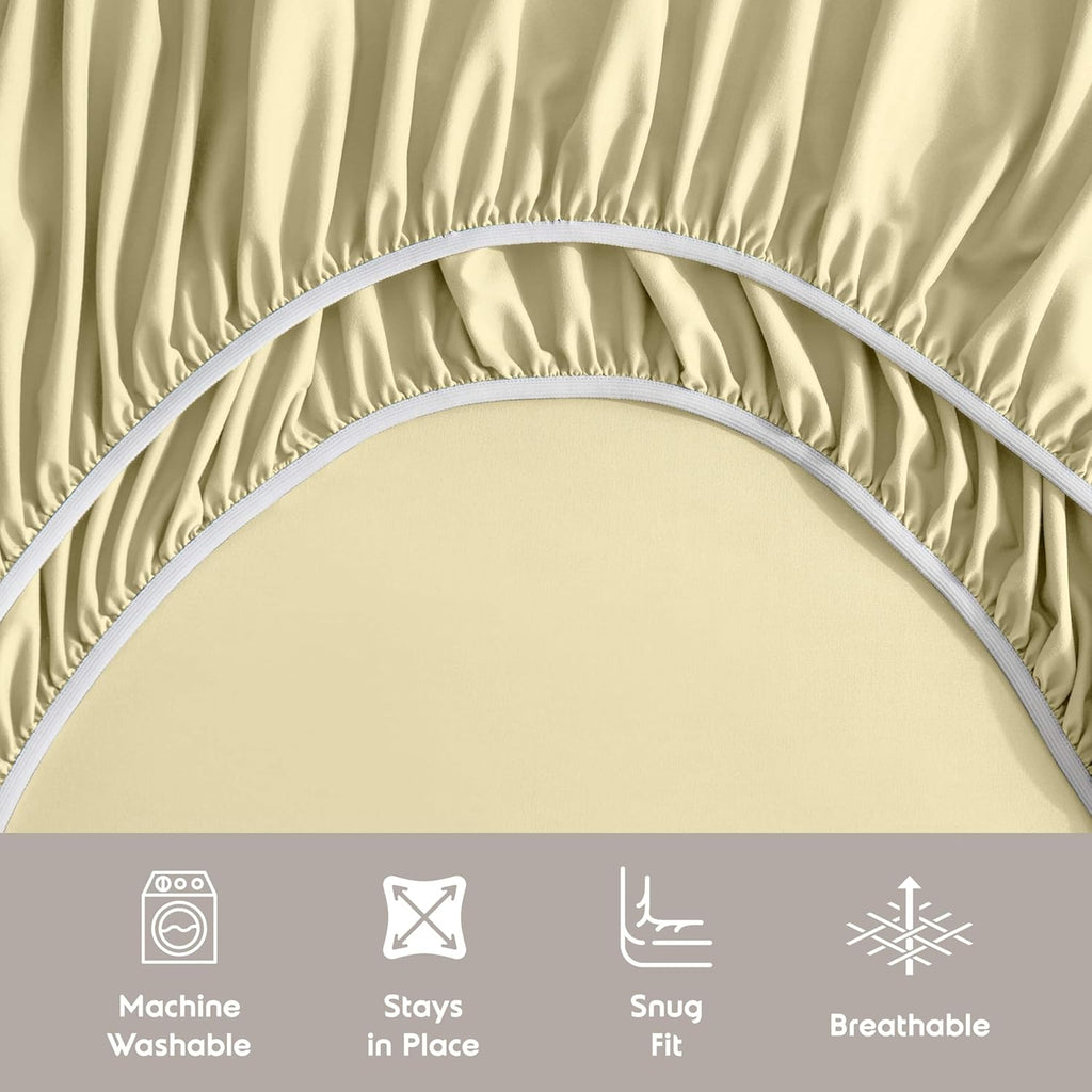 Extra Deep Queen Sheet Set - 6 Piece Breathable & Cooling Sheets - Hotel Luxury Bedding Set w/18-24 Inch Extra Deep Pockets - Easy & Secure Fit - Soft, Wrinkle Free & Comfy - Vanilla Yellow